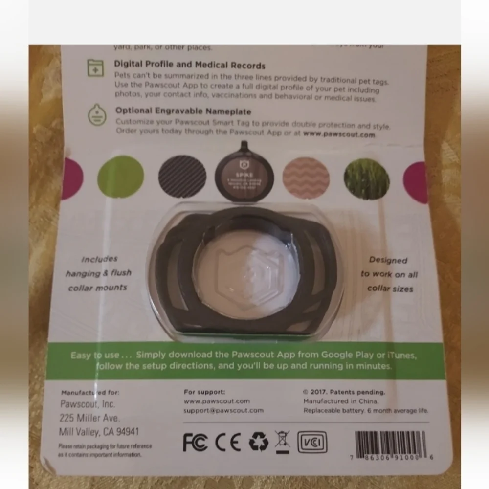 PAWSCOUT The Smarter Pet Tag Community Pet Finder & Alerts Bluetooth Black NEW